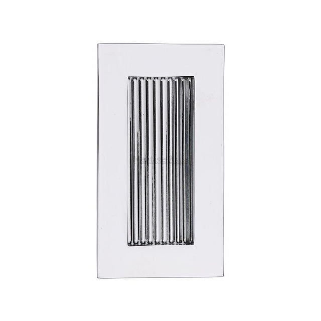 Heritage Brass Door Furniture Polished Chrome / Flush Handle / Rectangular Heritage Brass - Reeded Rectangular Flush Pull 105 x 58mm Polished Chrome Finish