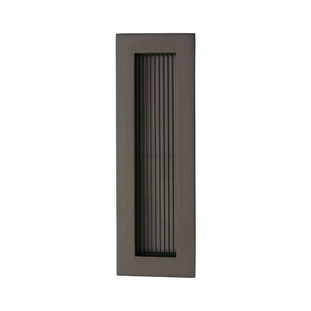 Heritage Brass Door Furniture Matt Bronze / Flush Handle / Rectangular Heritage Brass - Reeded Rectangular Flush Pull 175 x 58mm Matt Bronze Finish