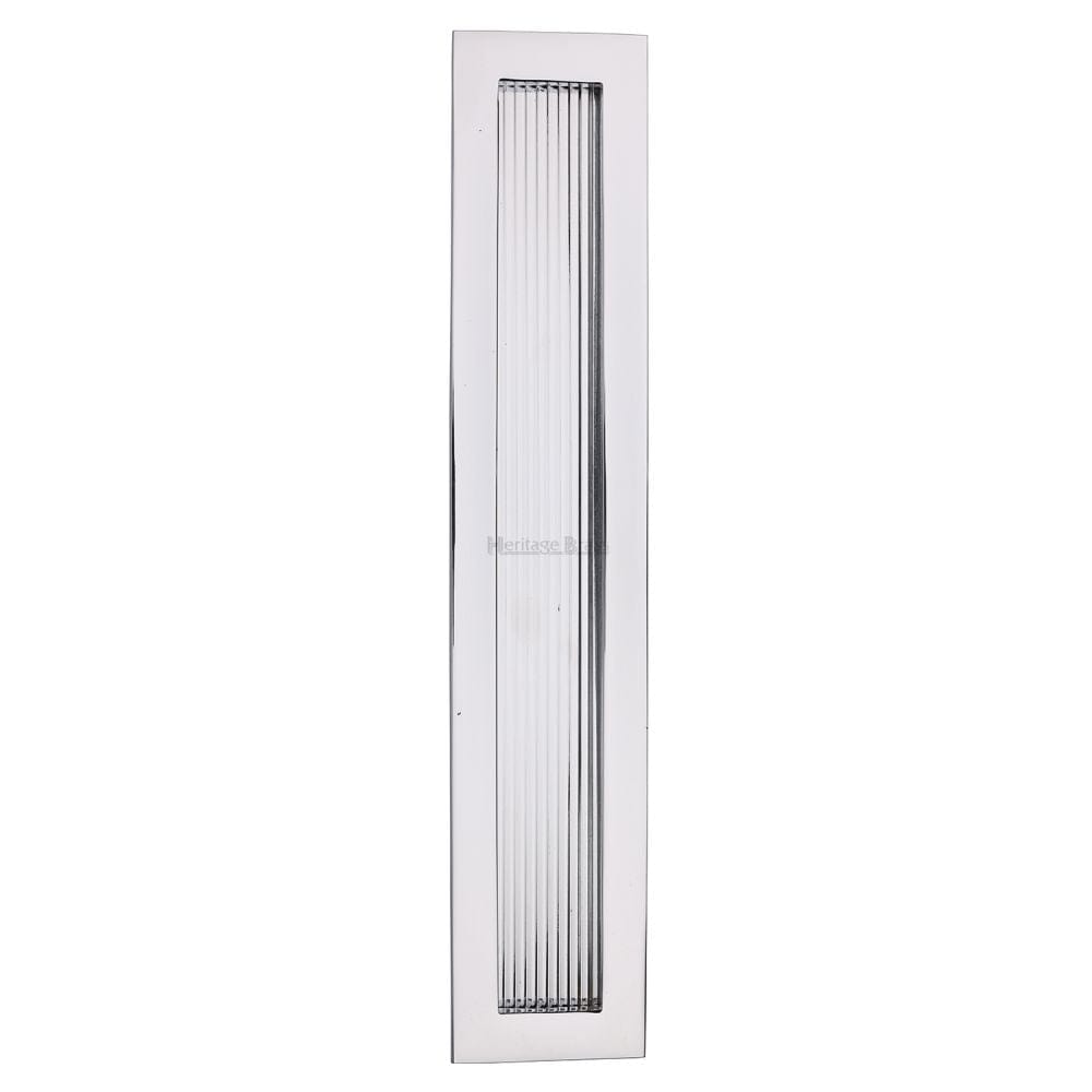Heritage Brass Door Furniture Polished Chrome / Flush Handle / Rectangular Heritage Brass - Reeded Rectangular Flush Pull 300 x 58mm Polished Chrome Finish