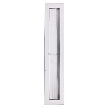 Heritage Brass Door Furniture Polished Chrome / Flush Handle / Rectangular Heritage Brass - Reeded Rectangular Flush Pull 300 x 58mm Polished Chrome Finish