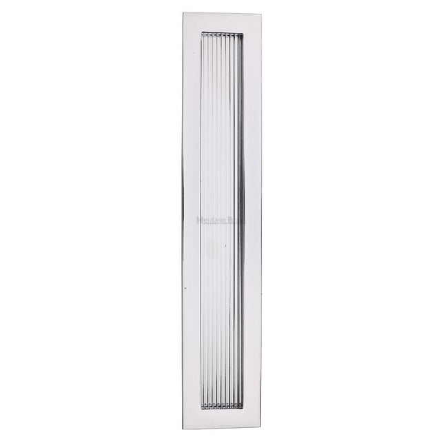 Heritage Brass Door Furniture Polished Chrome / Flush Handle / Rectangular Heritage Brass - Reeded Rectangular Flush Pull 300 x 58mm Polished Chrome Finish