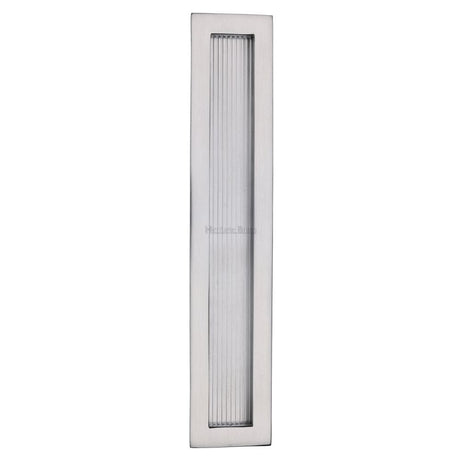 Heritage Brass Door Furniture Satin Chrome / Flush Handle / Rectangular Heritage Brass - Reeded Rectangular Flush Pull 300 x 58mm Satin Chrome Finish