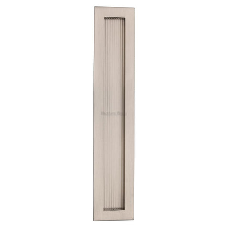 Heritage Brass Door Furniture Satin Nickel / Flush Handle / Rectangular Heritage Brass - Reeded Rectangular Flush Pull 300 x 58mm Satin Nickel Finish