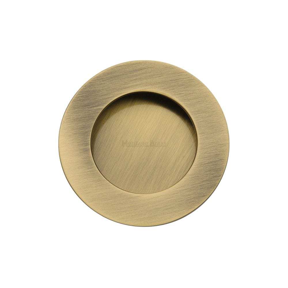 Heritage Brass Door Furniture Antique Brass / Flush Handle / Round Heritage Brass - Round Flush Pull Antique Brass Finish