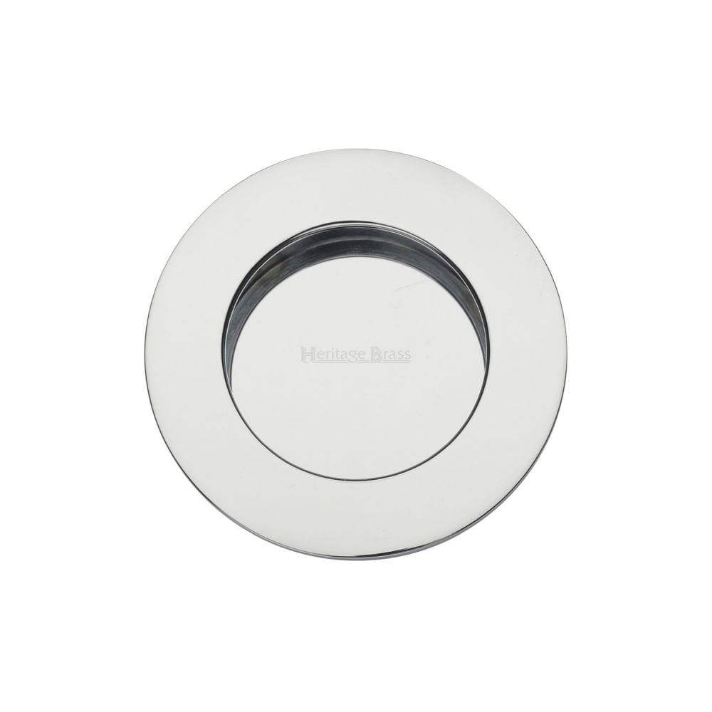 Heritage Brass Door Furniture Polished Chrome / Flush Handle / Round Heritage Brass - Round Flush Pull Polished Chrome Finish