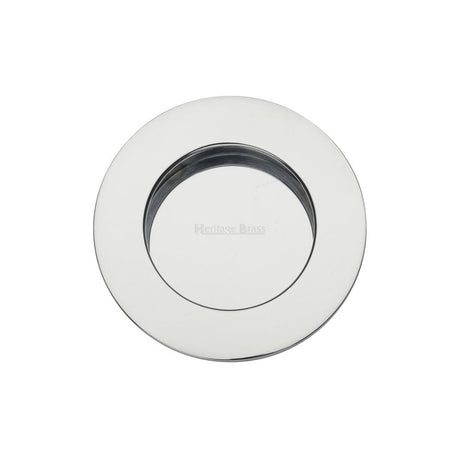 Heritage Brass Door Furniture Polished Chrome / Flush Handle / Round Heritage Brass - Round Flush Pull Polished Chrome Finish