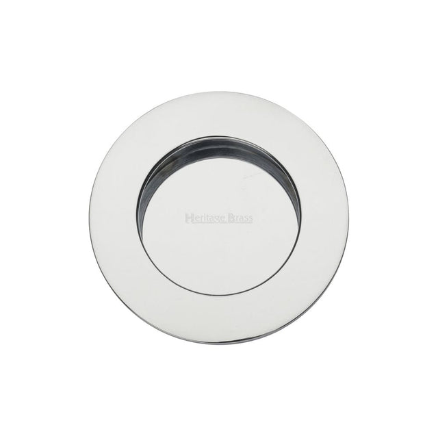 Heritage Brass Door Furniture Polished Chrome / Flush Handle / Round Heritage Brass - Round Flush Pull Polished Chrome Finish
