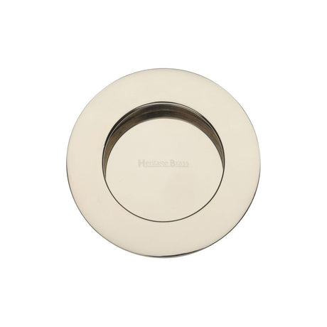 Heritage Brass Door Furniture Polished Nickel / Flush Handle / Round Heritage Brass - Round Flush Pull Polished Nickel Finish