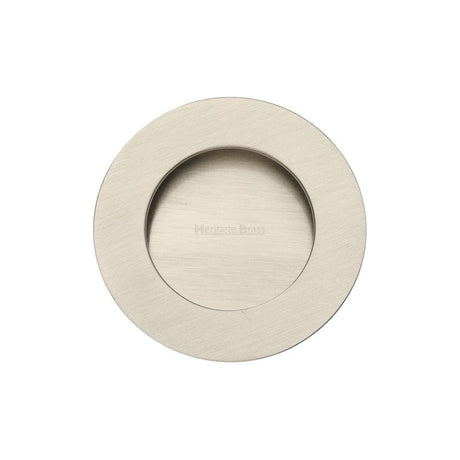 Heritage Brass Door Furniture Satin Nickel / Flush Handle / Round Heritage Brass - Round Flush Pull Satin Nickel Finish