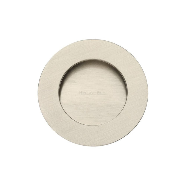 Heritage Brass Door Furniture Satin Nickel / Flush Handle / Round Heritage Brass - Round Flush Pull Satin Nickel Finish