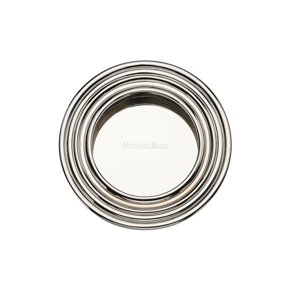 Heritage Brass Door Furniture Polished Nickel / Flush Handle / Round Heritage Brass - Round Reeded Flush Pull Polished Nickel Finish
