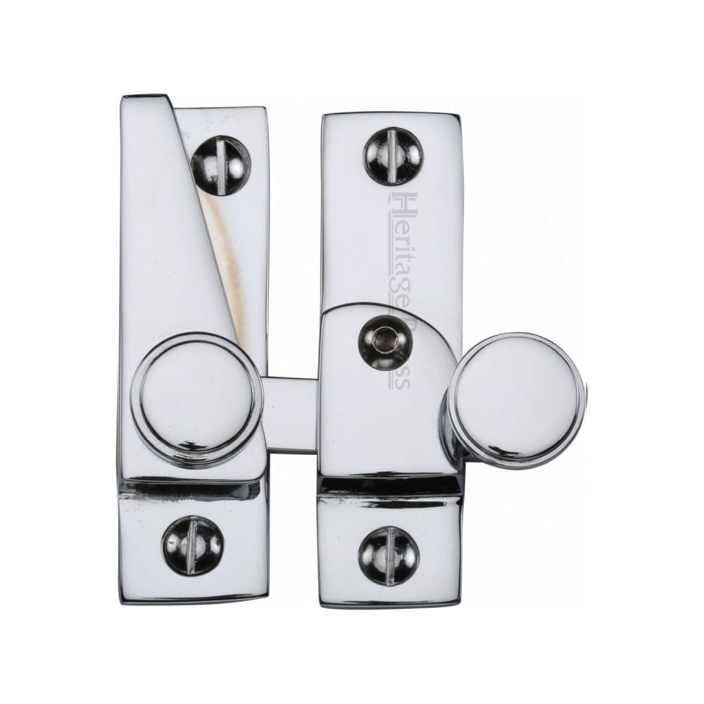 Heritage Brass Window Furniture Polished Chrome / Sash Window Quadrant Fasteners / Yes Heritage Brass - Sash Fastener Lockable Polished Chrome Finish