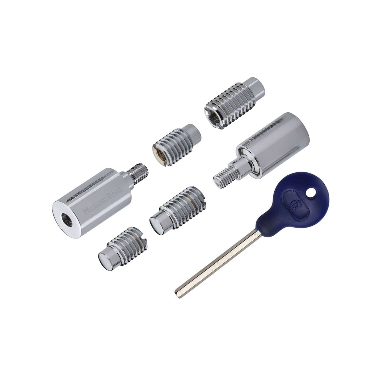 Heritage Brass Window Furniture Polished Chrome / Locking Sash Stops Heritage Brass - Sash Window Stop (pair) with key Polished Chrome