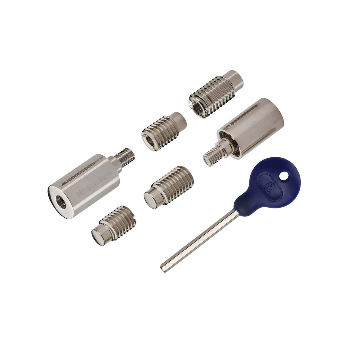 Heritage Brass Window Furniture Polished Nickel / Locking Sash Stops Heritage Brass - Sash Window Stop (pair) with key Polished Nickel Finish