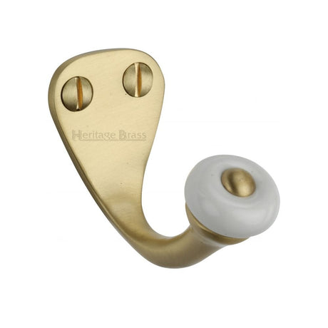 Heritage Brass Accessories Satin Brass / Single Coat Hooks Heritage Brass - Single Robe Hook Satin Brass Finish