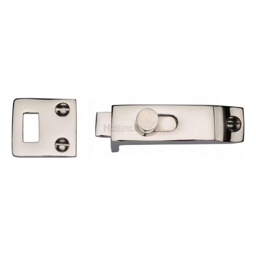 Heritage Brass Accessories Polished Nickel / Straight Surface Bolts Heritage Brass - Slide Bolt Polished Nickel Finish