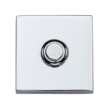 Heritage Brass Door Furniture Polished Chrome / Square Bell Push Heritage Brass - Square Bell Push Polished Chrome finish