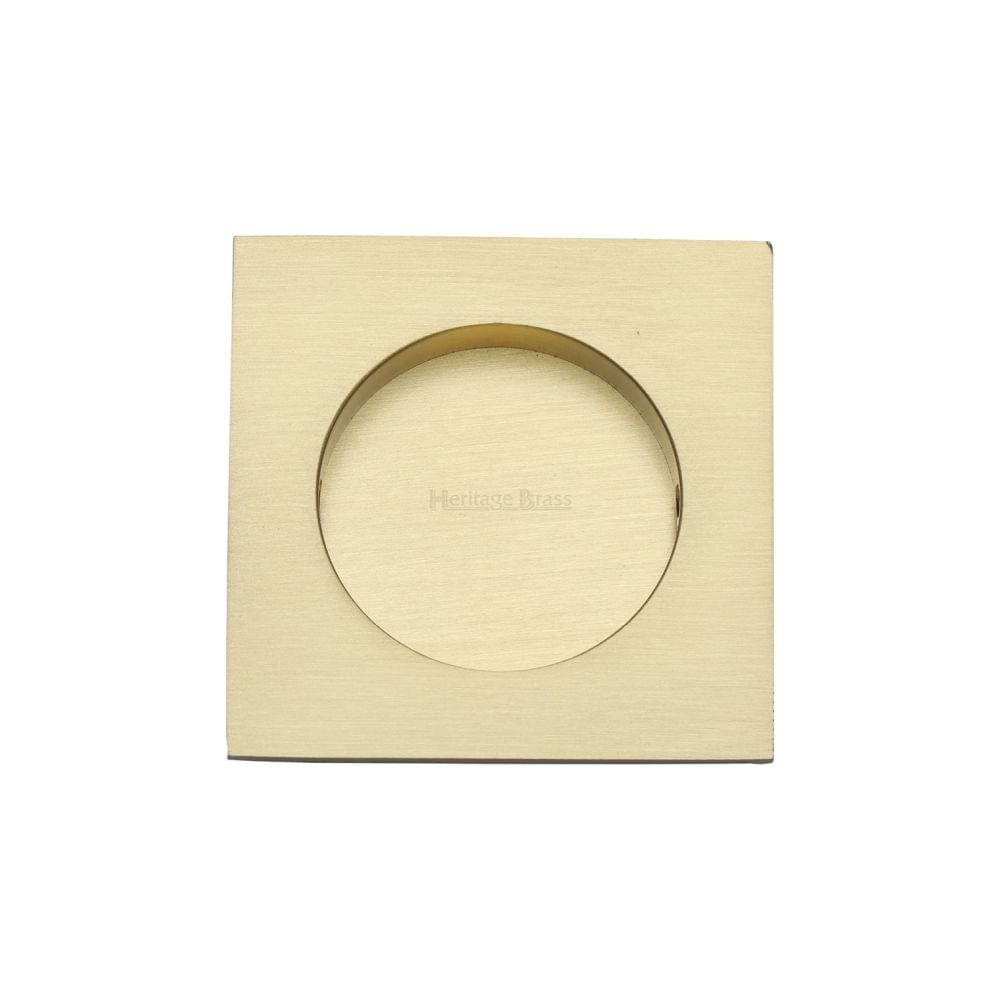 Heritage Brass Door Furniture Satin Brass / Flush Handle / Square Heritage Brass - Square Flush Pull 63 x 63mm Satin Brass Finish