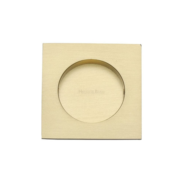 Heritage Brass Door Furniture Satin Brass / Flush Handle / Square Heritage Brass - Square Flush Pull 63 x 63mm Satin Brass Finish