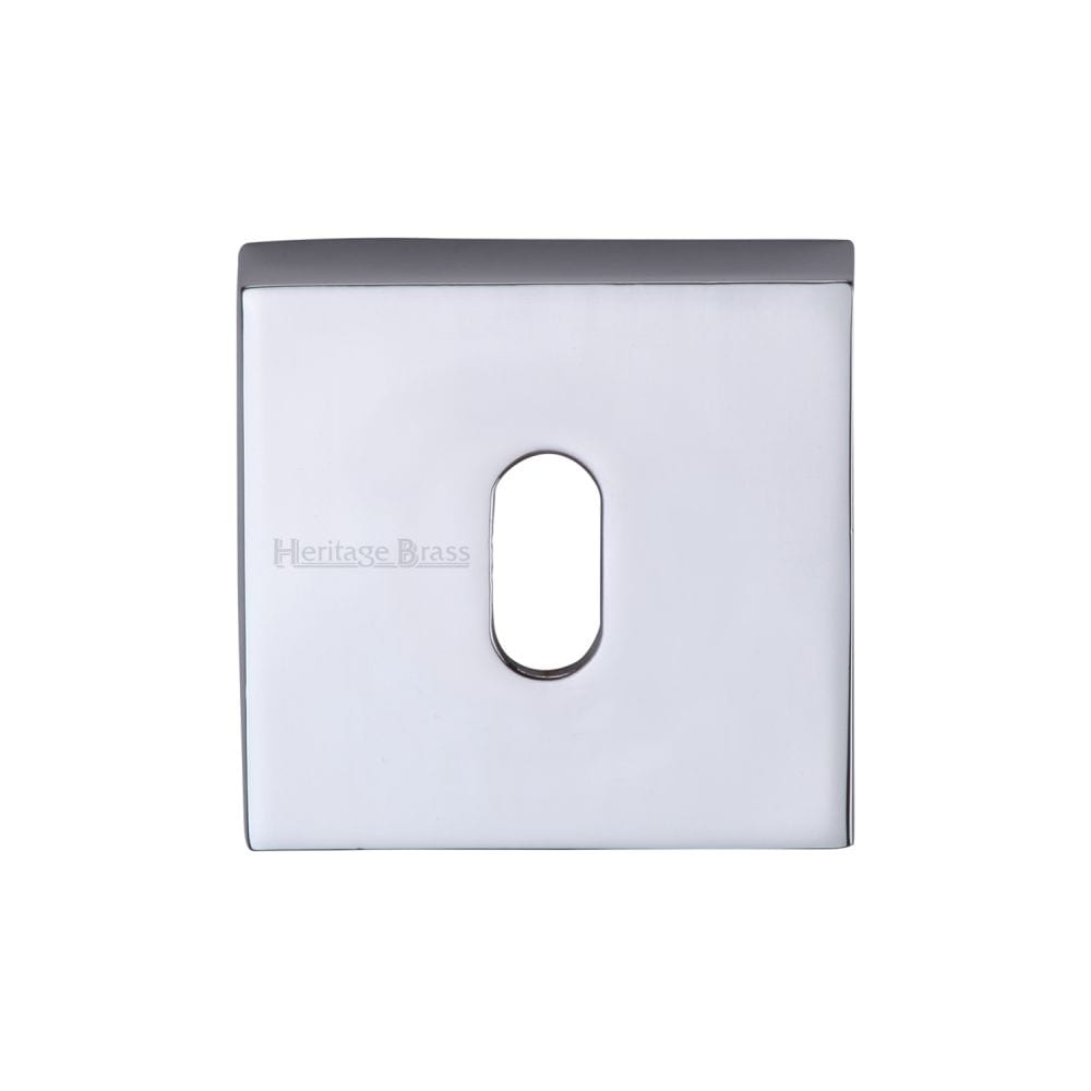 Heritage Brass Door Furniture Polished Chrome / Mortice Key Profile Escutcheons Heritage Brass - Square Key Escutcheon Polished Chrome Finish