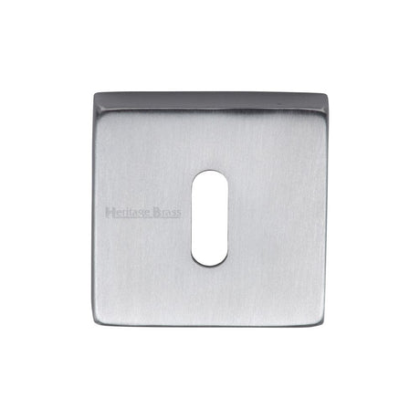 Heritage Brass Door Furniture Satin Chrome / Mortice Key Profile Escutcheons Heritage Brass - Square Key Escutcheon Satin Chrome Finish