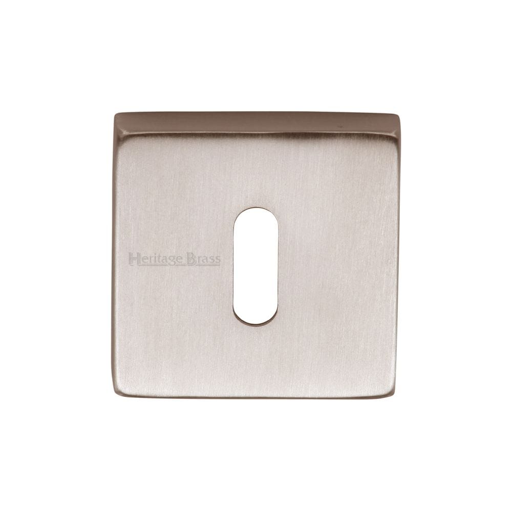 Heritage Brass Door Furniture Satin Nickel / Mortice Key Profile Escutcheons Heritage Brass - Square Key Escutcheon Satin Nickel Finish