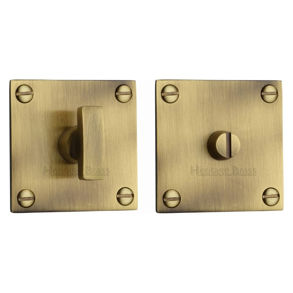 Heritage Brass Door Furniture Antique Brass / No Heritage Brass - Square Low profile Thumbturn & Emergency Release Antique Brass Fin