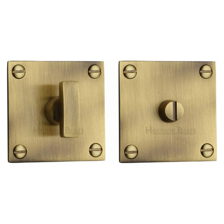 Heritage Brass Door Furniture Antique Brass / No Heritage Brass - Square Low profile Thumbturn & Emergency Release Antique Brass Fin