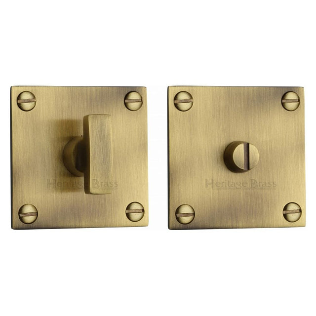 Heritage Brass Door Furniture Antique Brass / No Heritage Brass - Square Low profile Thumbturn & Emergency Release Antique Brass Fin