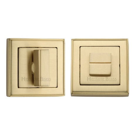 Heritage Brass Door Furniture Satin Brass / No Heritage Brass - Square Thumbturn & Emergency Release with stepped edge Satin Bra