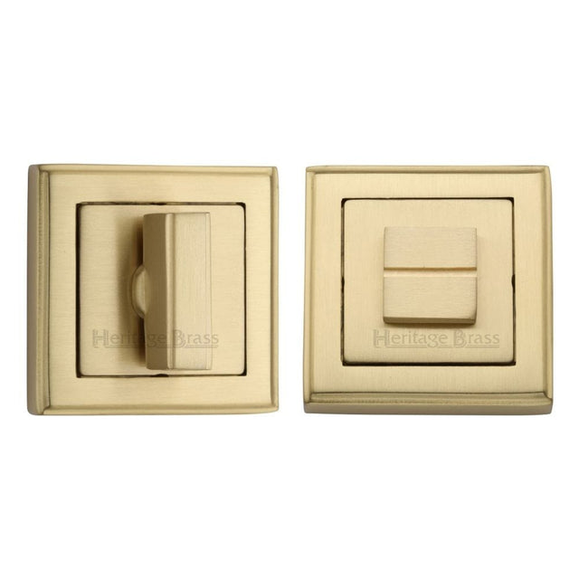 Heritage Brass Door Furniture Satin Brass / No Heritage Brass - Square Thumbturn & Emergency Release with stepped edge Satin Bra