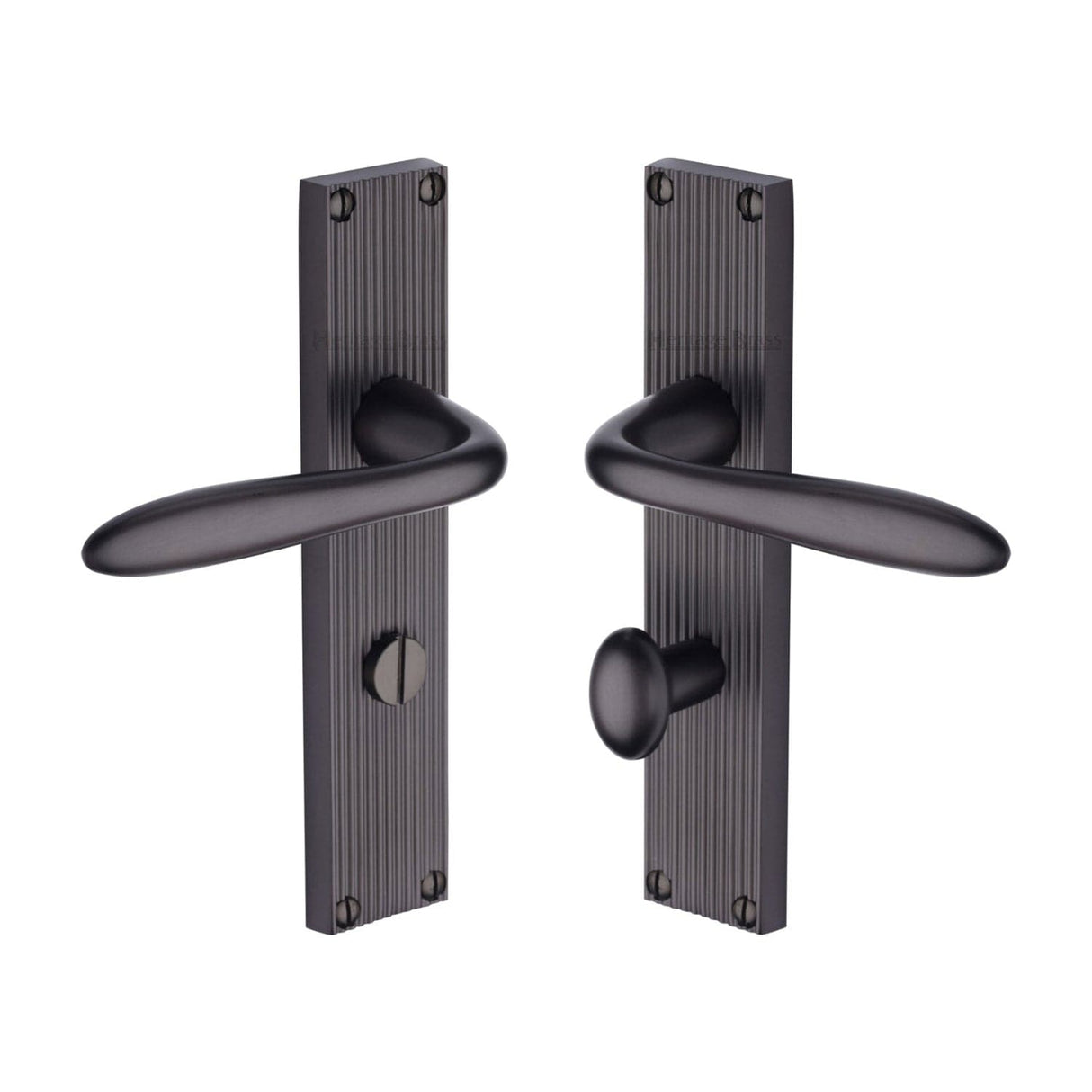 Heritage Brass Door Furniture Matt Bronze / Bathroom Lock Handles Heritage Brass - Sutton Reeded Bathroom set Matt Bronze finish