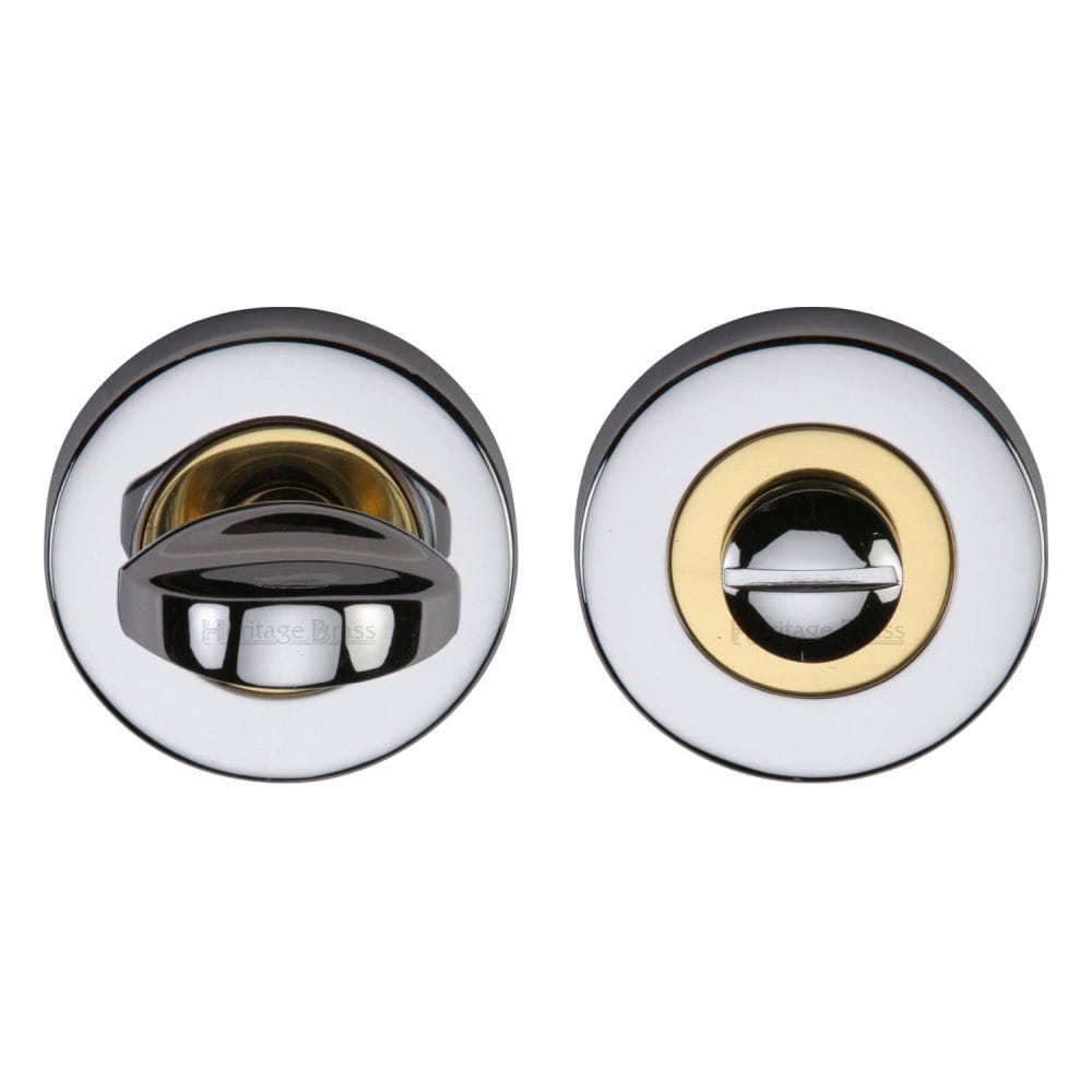 Heritage Brass Door Furniture Polished Chrome/Brass / No Heritage Brass - Thumbturn & Emergency Release Chrome & Brass Finish