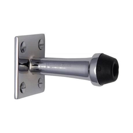 Heritage Brass Door Furniture Polished Chrome / Projection Door Stop Heritage Brass - Wall Mounted Door Stop 3" Polished Chrome Finish