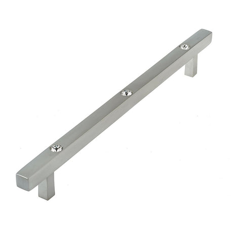 This is an image of a Frelan - Crystal Square Bar 250mm Cabinet Handle - Satin Chrome  that is availble to order from Trade Door Handles in Kendal.