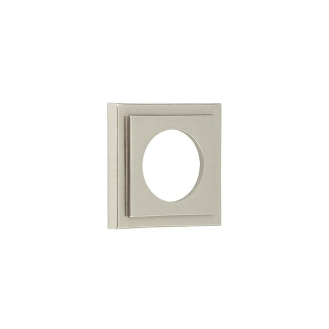 This is an image of a Burlington - 52x52mm SN stepped square outer rose for levers and t&r  that is availble to order from Trade Door Handles in Kendal.
