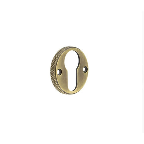 This is an image of a Burlington - 40mm AB Westbourne euro escutcheon (face fix)  that is availble to order from Trade Door Handles in Kendal.