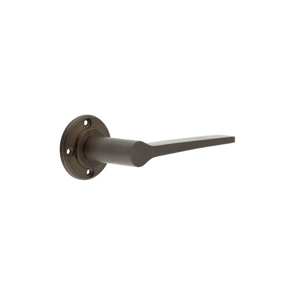 This is an image of a Burlington - Knightsbridge lever on rose - Dark Bronze  that is availble to order from Trade Door Handles in Kendal.