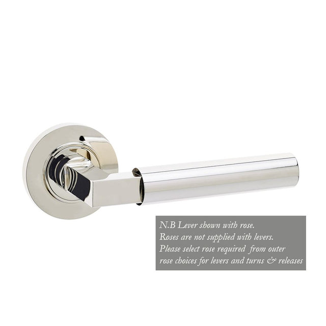 This is an image of a Burlington - Westminster lever on rose - Polished Nickel  that is availble to order from Trade Door Handles in Kendal.