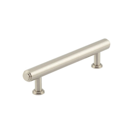 This is an image of a Burlington - Belgrave Cabinet Handle 128mm CTC - Satin Nickel  that is availble to order from Trade Door Handles in Kendal.