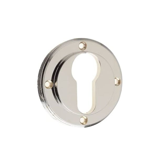 This is an image of a Burlington - inner escutcheon euro - Polished Nickel  that is availble to order from Trade Door Handles in Kendal.