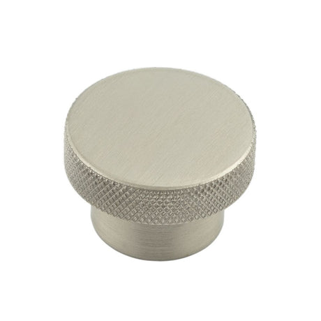 This is an image of a Hoxton - Wenlock SN 40mm Diamond Knurled Cupboard Knob  that is availble to order from Trade Door Handles in Kendal.