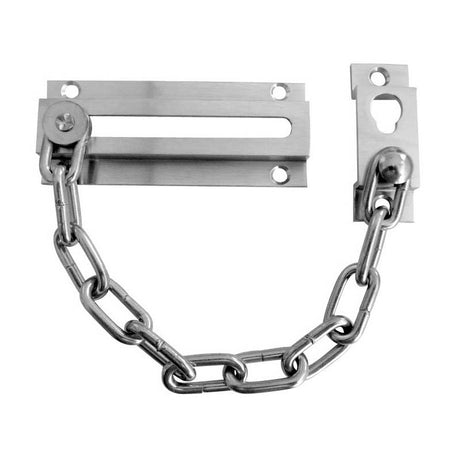 This is an image of a Frelan - Security Door Chain - Satin Chrome  that is availble to order from Trade Door Handles in Kendal.