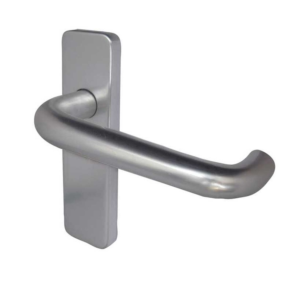 This is an image of a Frelan - 19mm Round Bar Door Handle on Latchplate Satin Anodised Aluminium  that is availble to order from Trade Door Handles in Kendal.