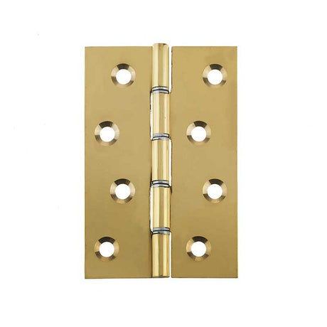 This is an image of a Frelan - 102x67x2mm PB DS WASHERED HINGE  that is availble to order from Trade Door Handles in Kendal.