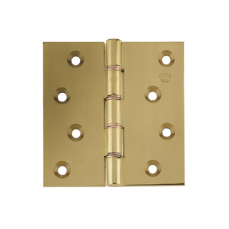 This is an image of a Frelan - 102x102mm Projection Brass Hinges - Polished Brass  that is availble to order from Trade Door Handles in Kendal.