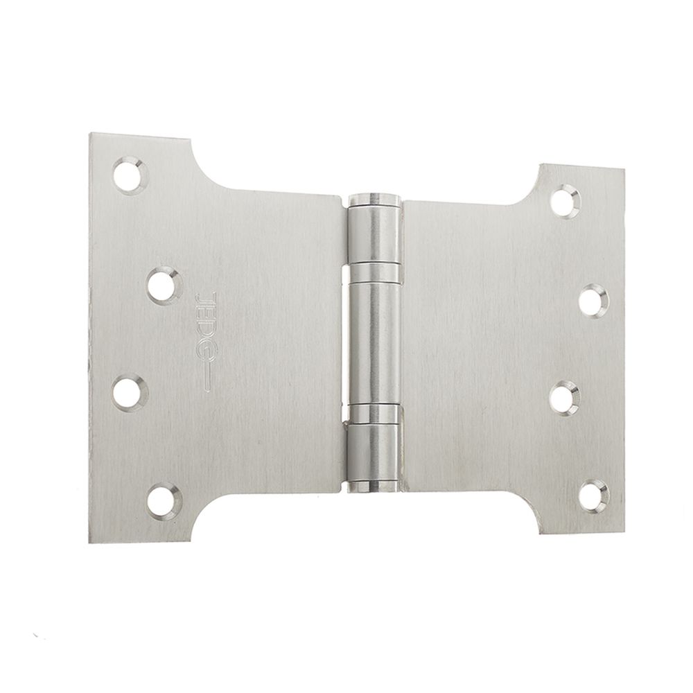 This is an image of a Frelan - 102x102mm Stainless Steel Ball Bearing Parliament Hinges - Satin Stainl  that is availble to order from Trade Door Handles in Kendal.