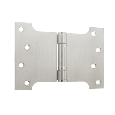 This is an image of a Frelan - 102x102mm Stainless Steel Ball Bearing Parliament Hinges - Satin Stainl  that is availble to order from Trade Door Handles in Kendal.