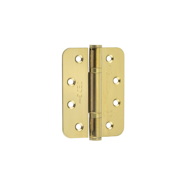 This is an image of a Frelan - 102x76x3mm PVD radius PBH 3 knuckle hinge pack of 3  that is availble to order from Trade Door Handles in Kendal.