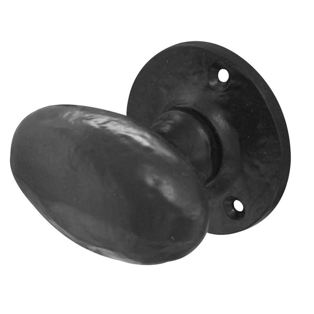 This is an image of a Frelan - Oval Shaped Mortice Knobs - Antique Black  that is availble to order from Trade Door Handles in Kendal.